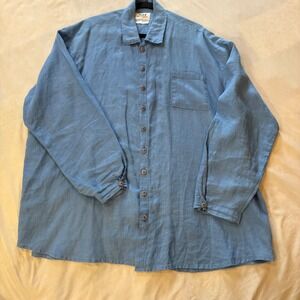 FLAX by Jeanne Engelhart Linen Button Down Shirt Top Generous Size 1G